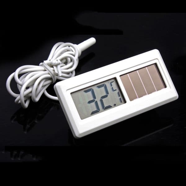 Mini LCD Digital Thermometer Solar Powered Thermometer Potable Household Solar Temperature Testing Gauge Instruments with Cable