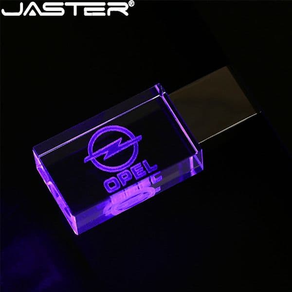 JASTER Creative Crystal USB Flash Drives 2.0 128GB with Colorful Lights 64GB Blue Red Personalized Pen Drive Memory Stick Gift