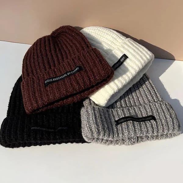 Winter Slouchy Beanie Cap for Women Solid Color Warm Knitted Hat Korean Female Crochet Wool Caps Lady Baggy Bonnet