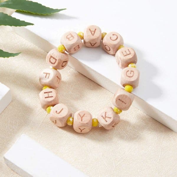 10/12mm Beech Letters Beads Natural Wooden Beads For Jewelry Making DIY Handicrafts Baby Name Pacifier Clip Keychain Accessories