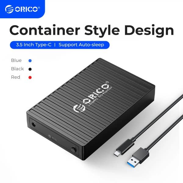 ORICO 3.5" SATA to Type-C USB3.1 HDD Case for 2.5"/3.5" HDD/SSD with Auto-Sleep 12V/2A Power UASP for PC Laptop Container Design