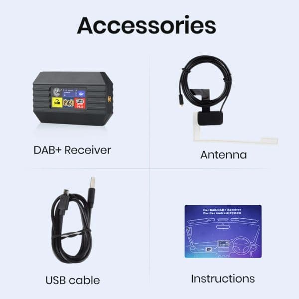 Junsun Car Radio DAB+ Amplified Antenna Adapter for Car Stereo Android 8/ 9/10/11 Car Accessories
