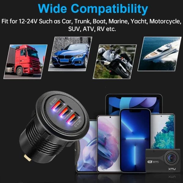 QC 3.0 usb type c new car socket 54w built-in car usb charger for golf 4 5 7 4 accessories usb port socket 2025 toyota for Audi