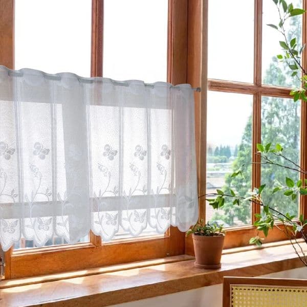 White 2025 Lace Short Curtain for Window Kitchen Cafe Cabinet Drapes Sheer Valance Tulle Half Curtains Voile new Drapes Home Decor