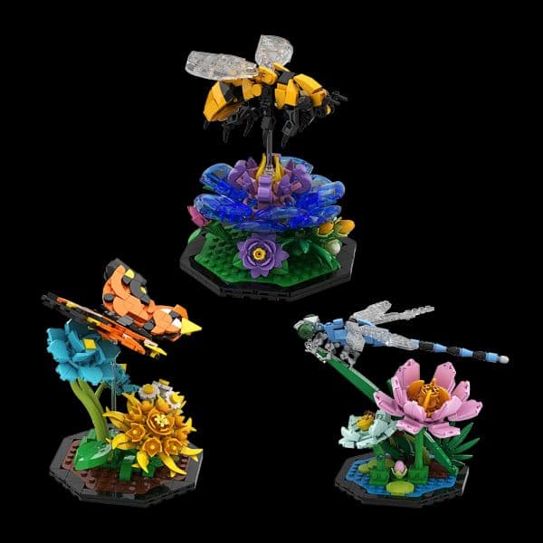 Gobricks MOC Honeybee Butterfly Dragonfly Bricks Cute Model Bee Garden DIY Building Blocks Set Educational Toys For Kids Gift