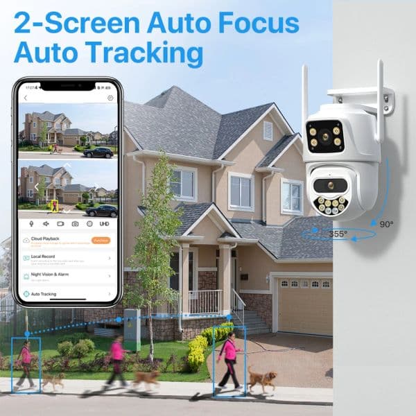 Telecamera IP WiFi esterna 4K 9MP HD 8x Zoom telecamera PTZ a tre obiettivi sorveglianza di sicurezza a doppio schermo CCTV Cam 8MP Ai Tracking iCSee