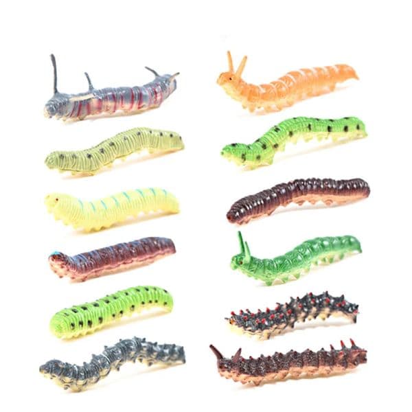 12pcs Random Twisty Worm Realistic Fake Caterpillar Insect Educational Trick Toy Plastic Mini Funny Toys