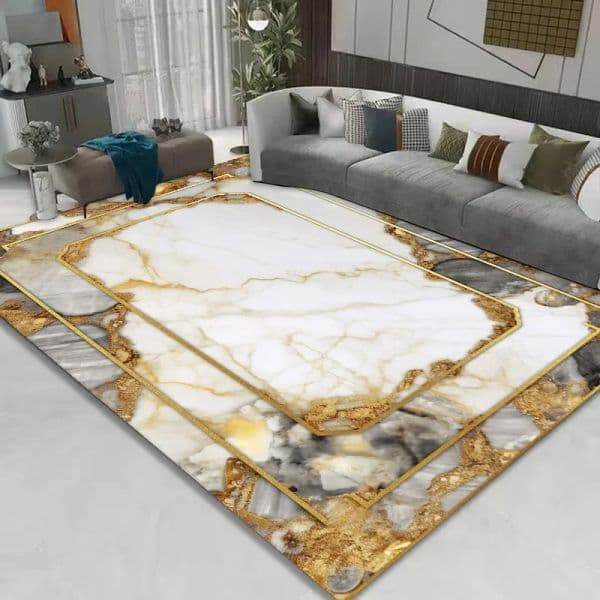 Modern Black Gold Carpets Living Room Sofas Luxury Large Area Rugs 140x200cm Home Decor Bedroom Wawshable Floor Mats Non-slip