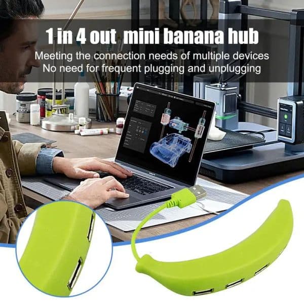 4-Port USB2.0 Hub new Multiport Adapter Splitter Data Transfer Banana 2025 Shape Splitter Type C Adapter for PC Laptop Flash Drive Camera