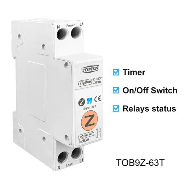 TOMZN Zigbee 63A Smart Switch Energy Meter Kwh Metering Monitoring Circuit Breaker Timer Relay MCB TUYA smartlife protection
