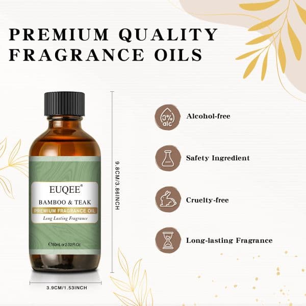 EUQEE Bamboo &Teak Forest new Pine Fragrance Oil Scents Essential Oil with 2025 Glass Dropper for Aromatherapy,Soap Making, Bath Bombs,
