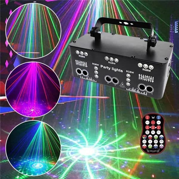 EYE RGB Laser Beam Line Scanner Projector DJ Disco Stage Lighting Effect DMX Remote Strobe Light Dance Party Wedding