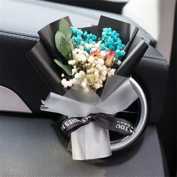 Mini Creativity Dried Flowers Bouquet Car Perfume Air Vent Clip Bouquet Eternal Flower Car Accessories Interior Ornament