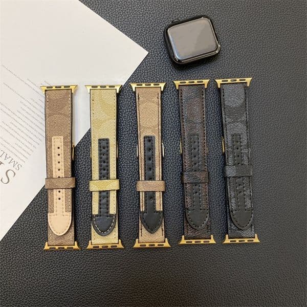 Smart Straps Designer Apple Watch Band 38mm 40 41 42 44 45mm 49mm Flower Leather Watchs Strap Wristband For Iwatch 8 7 6 5 4 SE Series Luxury Watchbands