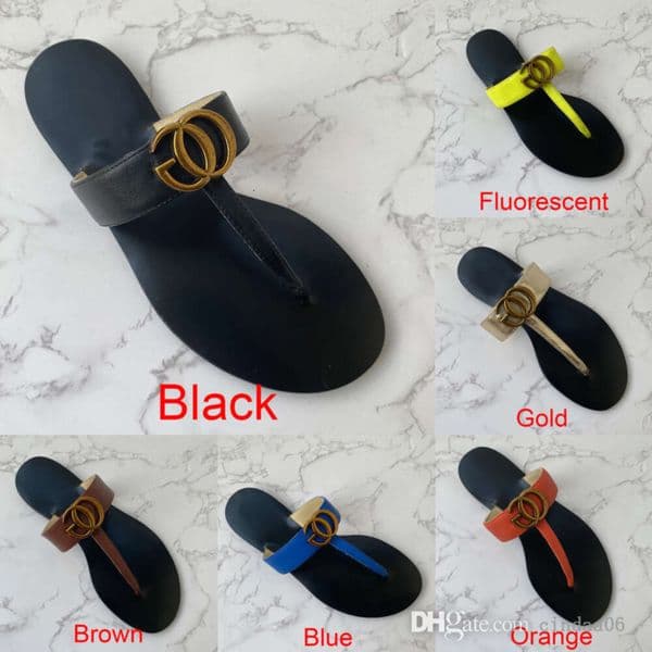 Classics Womens Slippers Thongs Sandals Woman Dupe Letter Metal Buckle Designer Slide Slipper Luxury Flip Flops
