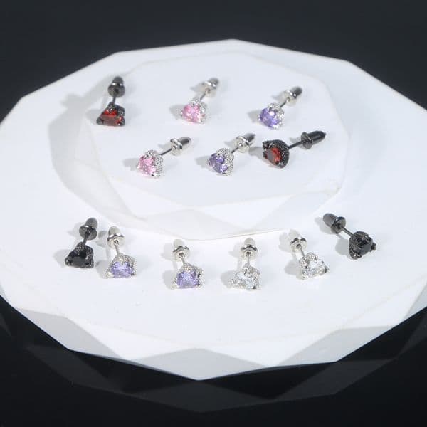 New 925 Sterling Silver Colorful Dragon Claw Earrings Simple Piercing Micro Pave Bling Cz Zircon Ice Out Men Women Punk Jewelry
