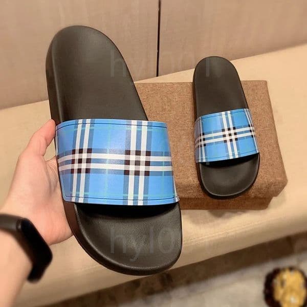 Vintage printing tartan barbour slipper sandal Casual shoes rubber Slide luxury Designer Sliders outdoors womens mens Beach flat slippers Mule Plaid sandale