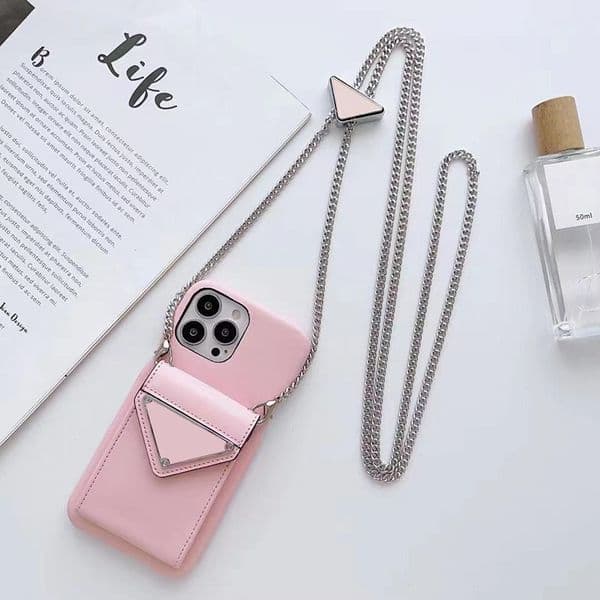Cell Cases Luxury Leather Chains Crossbody Designer Phone Case for Apple iPhone 17 16 Pro Max 15 14 Plus 13 Shoulder Strap Necklace Lanyard Card Holder Back Cover