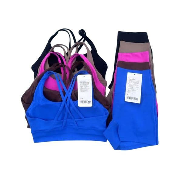Women Yoga Sets Push Up Fiess Hotty Biker Shorts Sports Bra Back Cross High Waist Elastic Sportswear Outfits Gym Suits Cloth Running Workout Tracksuits