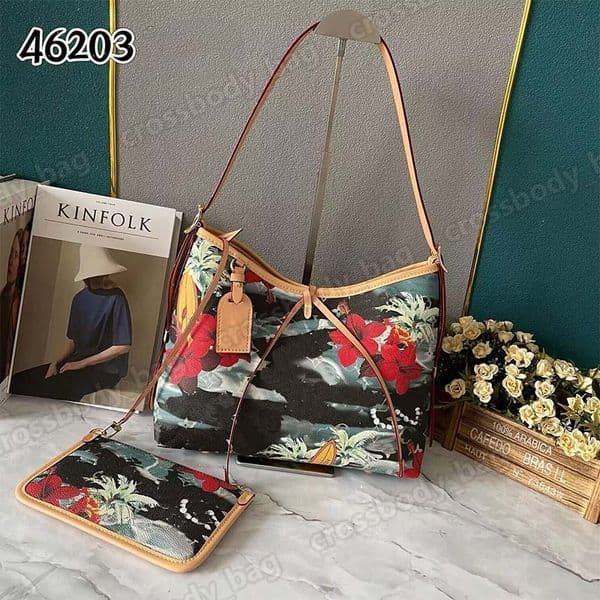 Designer Womens Shoulder Bags CARRYALL MM PM Tote Vintage Carry All Hobo Wallet Fashion Lady Bowknot Coin Purse Handbags Flower Satchel Tote Bag