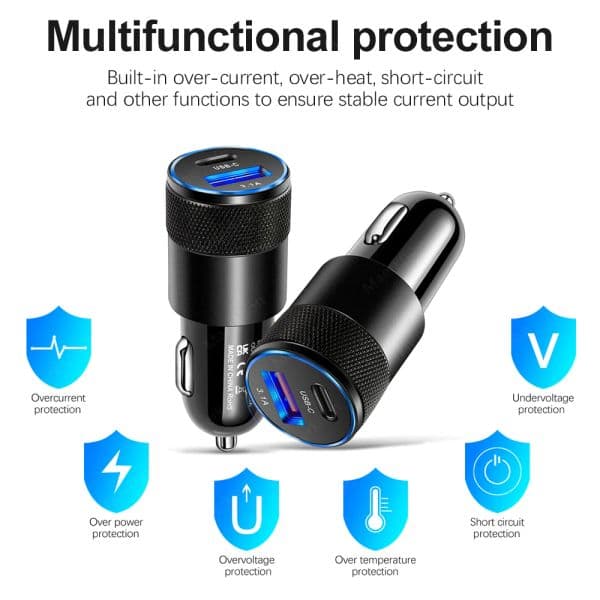 80W USB Car Charger PD Type C Fast Charging Car Phone Adapter For iPhone 14 13 12 Pro Xiaomi Huawei Samsung QC3.0 Charger In Car