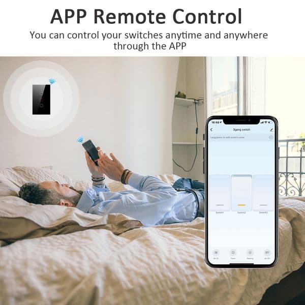 Tuya WiFi Smart Switch US With/Without Neutral Wire 2 In 1 Wall Touch Panel APP Timing Voice Control Via Alexa Google Home Alice