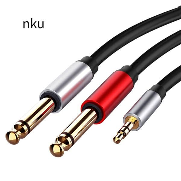 3.5mm Male 1/8" TRS To Dual 6.35mm 1/4" TS Male Jack Mono Stereo AUX Audio Adapter Y Splitter Cable for Guitar Mixer Amplifier
