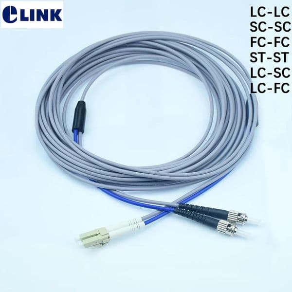 OM1 2C Armored fiber patch cord 2 cores 1m2m3m5m10m15m20m30M SC LC FC ST UPC APC Multimode 2 fibers optical fibre jumper outdoor