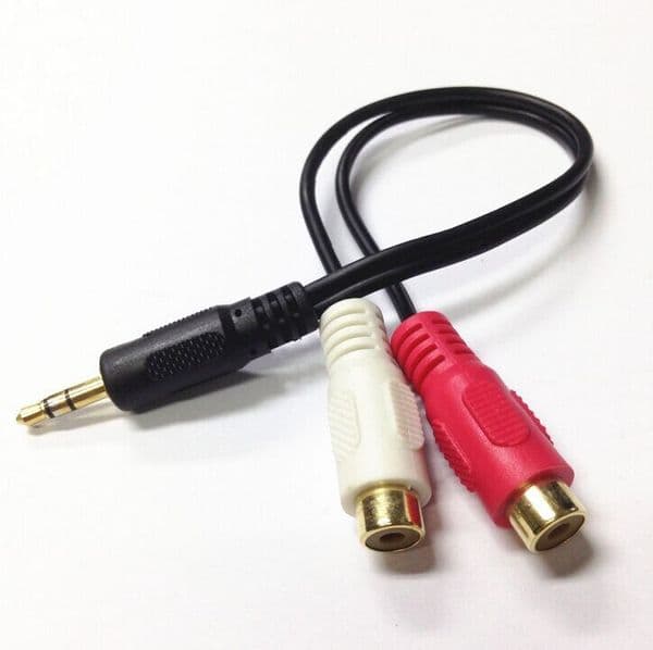 3.5mm Jack Male to 2 RCA Female Jack RCA Stereo Audio Cable Converter Adapter High Quality