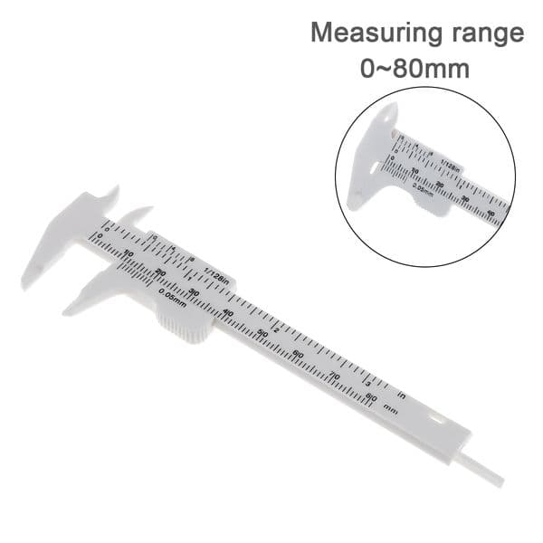 0-80mm Double Scale White Plastic Vernier Caliper with Orange Mini Measurement Tool for Students Antique Measurement