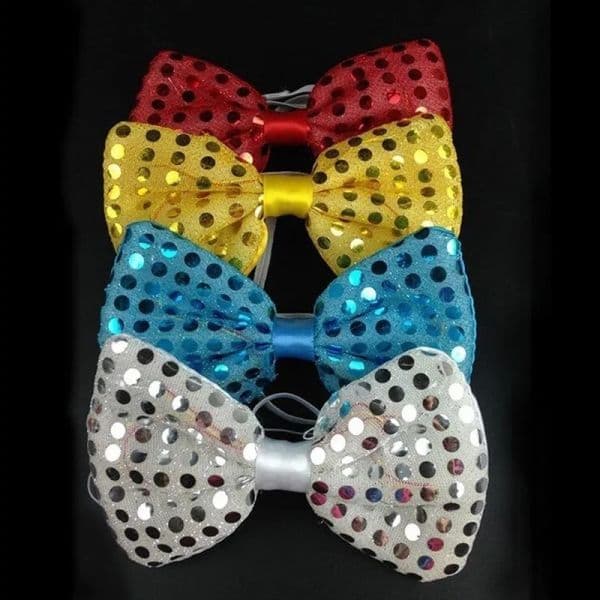 1X Flashing Light Up Bow Tie Necktie LED Mens Party Lights Sequins Bowtie Wedding Random Color
