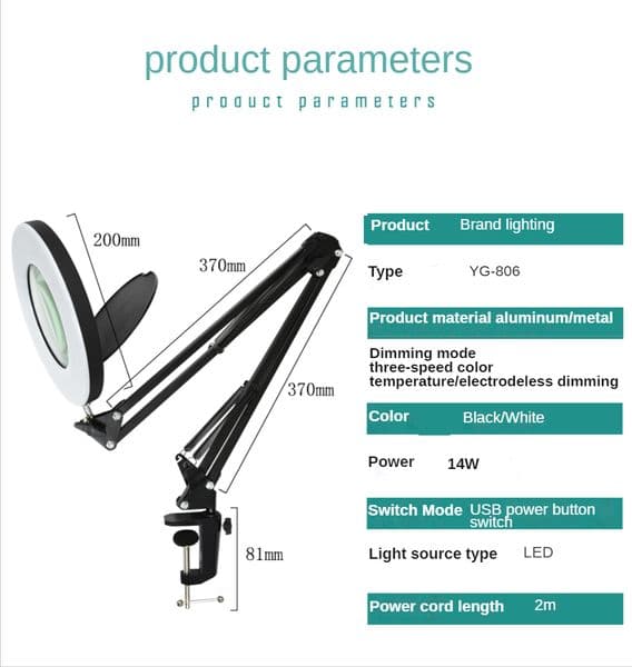 8x foldable Magnifying Glass with LED Light Third Hand Soldering Tool Desk Clamp USB Magnifier Welding/Reading Table Lamp