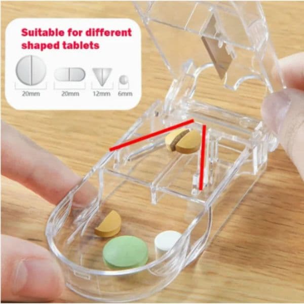 Splitter Medicine Pill Holder Tablet Cutter Splitter Divider Pill CaseMedicine Pill Cutter Box Portable Drug Box Useful Grinder