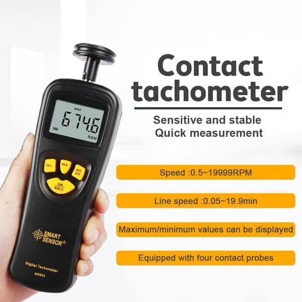 Digital Tachometer Rotational Speed Meter Contact Motor RPM RPM Meter 0.05~19999.9m/min 0.5~19999RPM Speed Measuring Tester