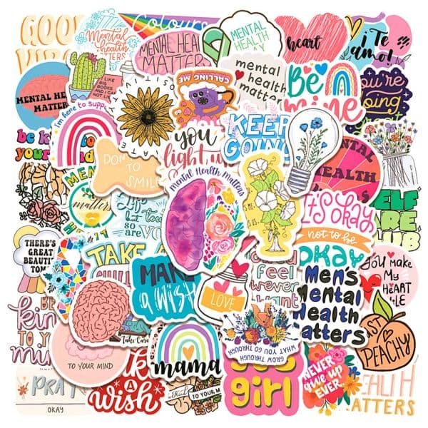 10/30/50PCS Mental new Health Graffiti Sticker Inspirational Decals 2025 DIY Phone Laptop Lage Water Bottle Guitar Car Sticker Toy