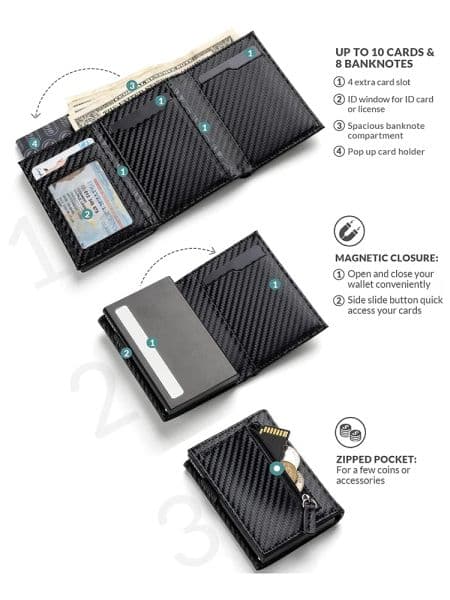 Custom Name Men 2025 Credit Card Holder RFID Blocking Microfiber Leather Magnetic Closure Pop Up Wallet with ID new Window & Coins Pocket