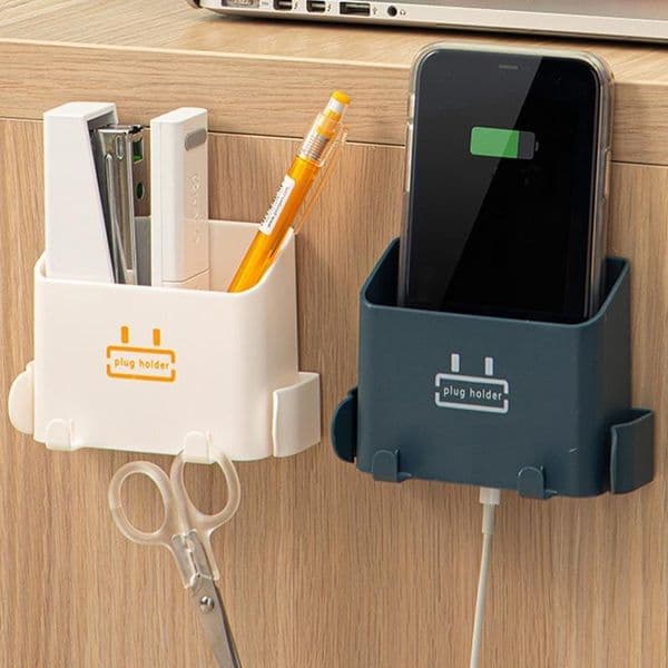 Multifunctional air conditioning remote control storage rack wall mounted mobile phone charging plug storage rack 1 Pcs