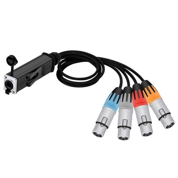 RJ45 CAT5 Female Network Converter to 4 Channel 3Pin XLR Male/Female Connector Audio Cable Adaptor Signal Extender XLR Splitter