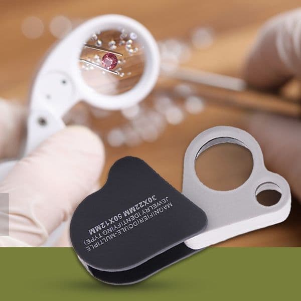 Foldable Magnifier Portable 30X 50X Diamond Jewelry HD Magnifying Glass Handheld Pocket Loupe Magnifier for Jewelry Identifying