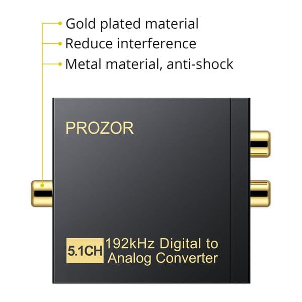 PROZOR 192kHz Digital Optical Toslink SPDIF Coaxial To Analog Audio Converter Decoder RCA 3.5mm Jack Output DAC Audio Adapter