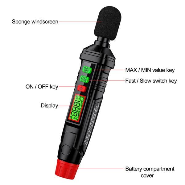HT64 Digital Sound Level Meter Handheld Decibel Monitor 30-130dBA Noise Volume Measuring Tools for Home Noisy Neighbor Factory