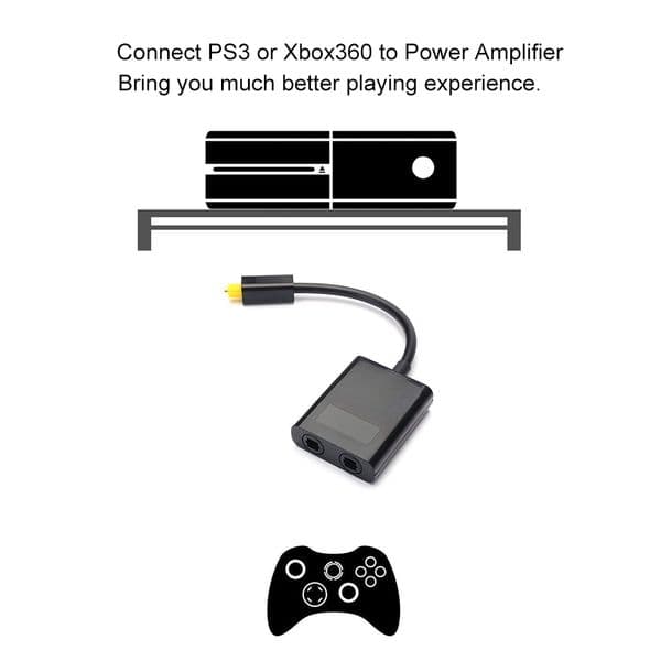 Digital Toslink Fiber Optical Splitter 1 In 2 Out Audio Adapter Compatible for CD DVD Amplifier TV PS3 XBox360