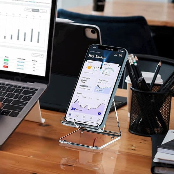 Clear Acrylic Cell Phone 2025 Stand Desk Dock Holder For Smartphone Universal Desktop Charger Support Telephone Mount
