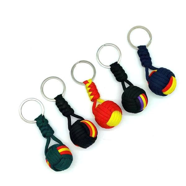 Military Parachute Woven Rope Ball Keychain Lanyard Key Ring Monkey Fist Key Chains Outdoors Survival Tool Jewelry Accessories