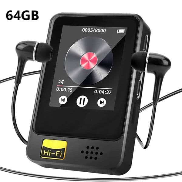 Portable Hifi Music Player Set Kit 1.8In Full Touch Screen MP3 MP4 Player Set Student Walkman Bluetooth 5.2 Player For Kids-64GB