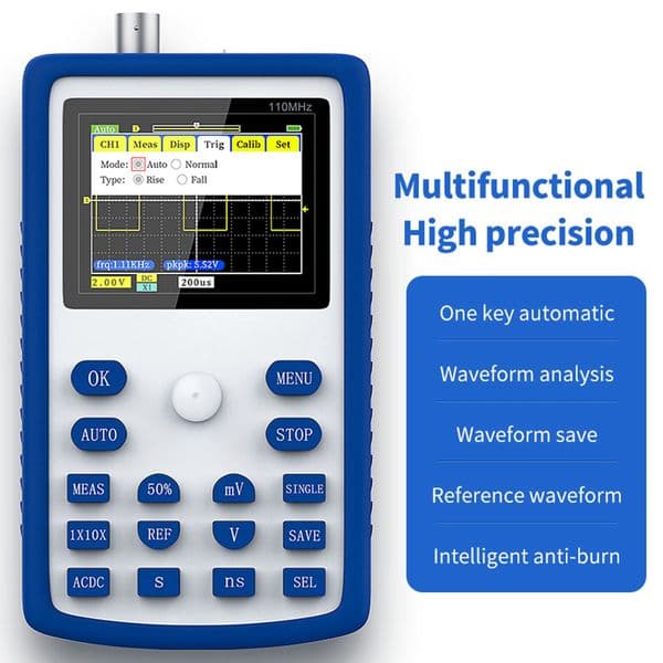 FNIRSI-1C15 2.4" Display Handheld Digital Oscilloscope 500MS/s Sampling Rate 110MHz Analog Bandwidth Support Waveform Storage