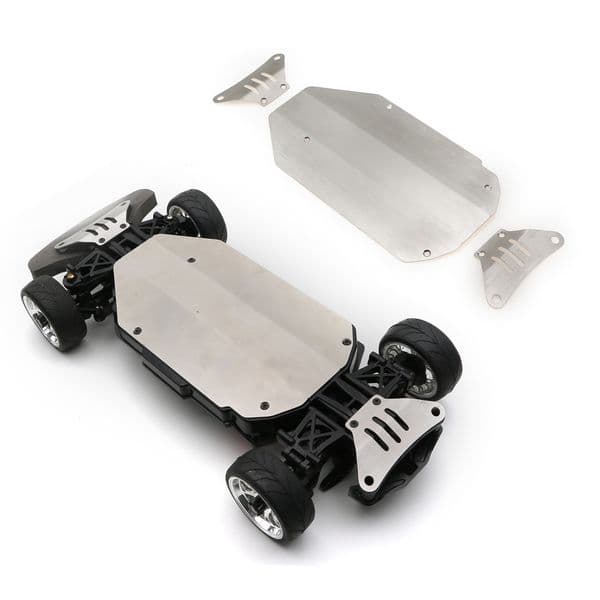 TBSCRC Chassis Protective Plate Metal Armor Chassis Armor Three Piece Set 1/10 TAMIYA TT02 sports car Upgrade accessories