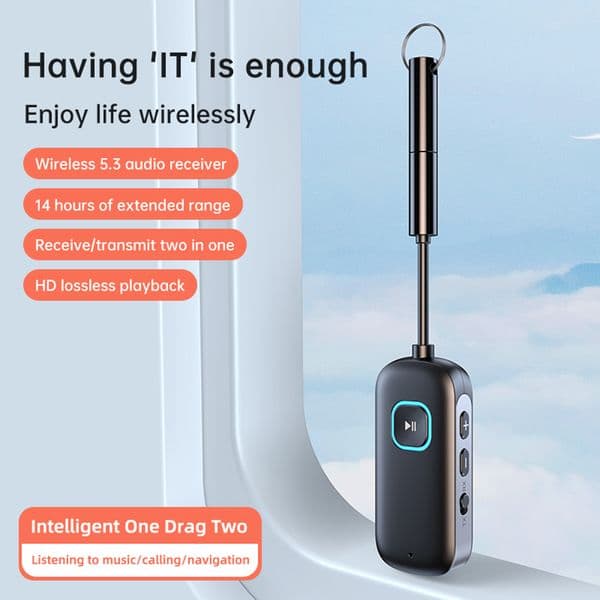 2 in 1 APTX Receiver Transmitter Low Latency Bluetooth-Compatible 5.3 Stereo Music Receiver Adapter for Car TV Speaker Headphone