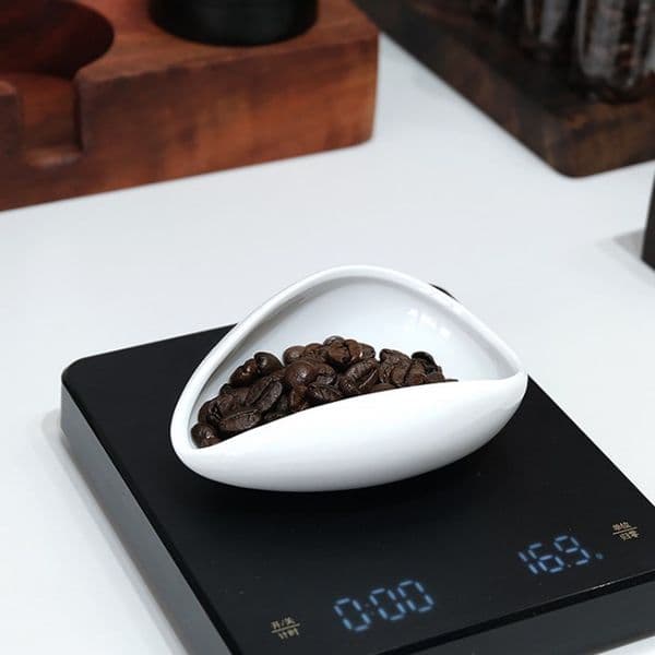 1 Pcs Coffee Beans Dose Trays Coffee Ware Pure White Ceramic Tea Set Scoops Chinese Kung Fu Tea Set Coffee Bean Scoop Shovel