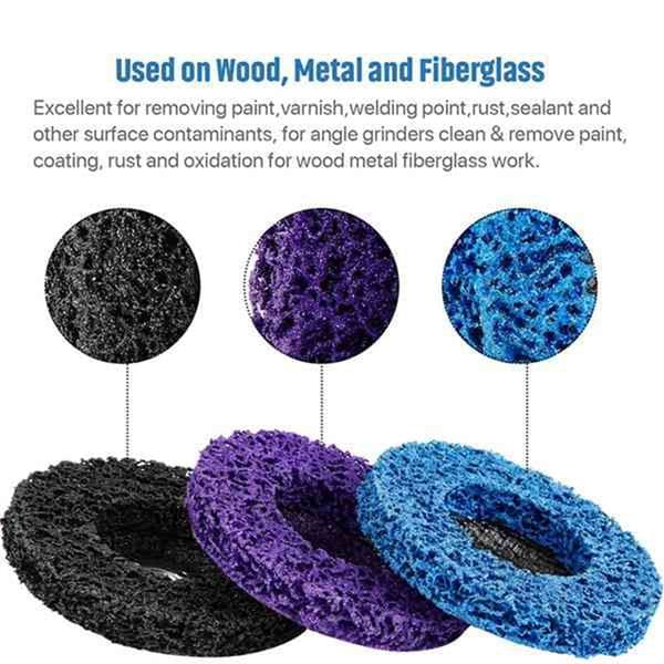 125mm 3Pcs Disc Abrasive Wheel for Cleaning and Removing Paint and Rust (1x Black, 1x blue, 1x Purple)
